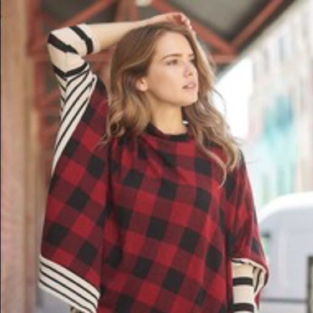 Buffalo plaid poncho top